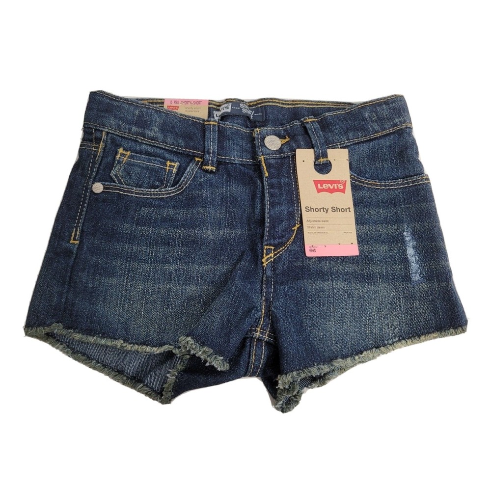 Girls LEVI'S Denim Shorty Shorts Sz 6 NEW Adjustable Waist $34 Mysterious